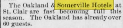Somervile Hotel - Jun 1892 Article